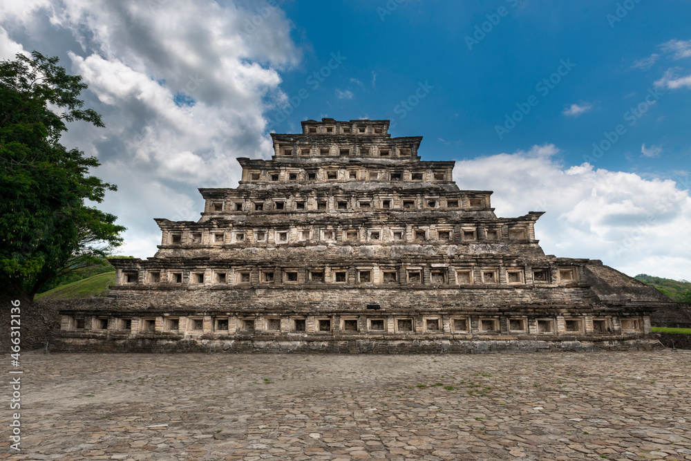 The Pyramid of the Niches at the EL Tajin archeological site, in Papantla, Veracruz, Mexico.