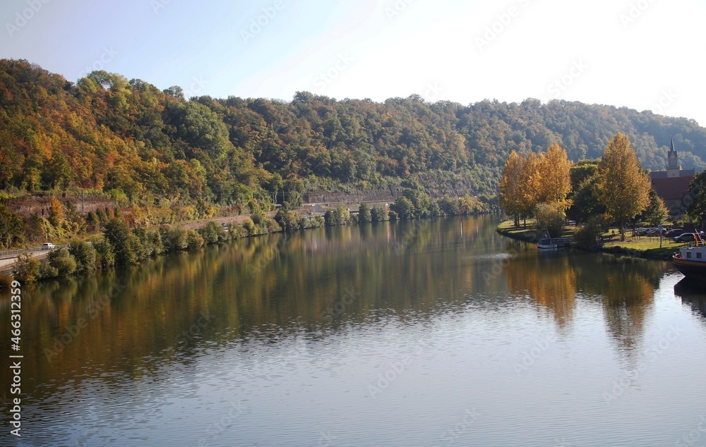 The River Neckar, Neckar Valley between Heidelberg and Heilbronn, Baden-Württemberg, Germany, Europe The River Neckar, Neckar Valley between Heidelberg and Heilbronn, Baden-Württemberg, Germany, Europe