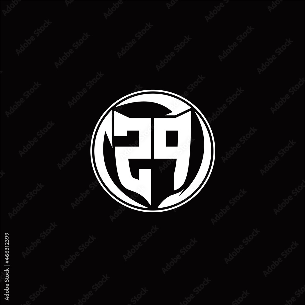 ZP Logo monogram shield shape with three point sharp rounded design template ZP Logo monogram shield shape with three point sharp rounded design template