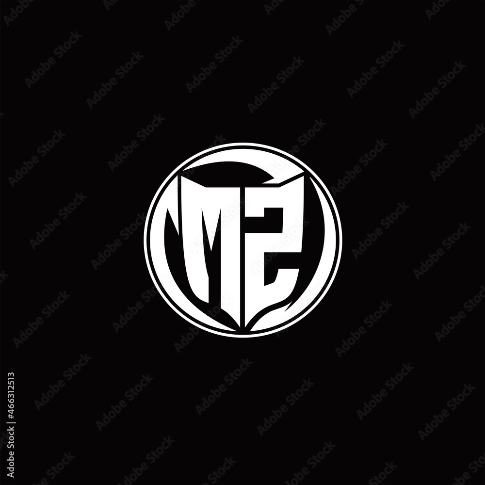 MZ Logo monogram shield shape with three point sharp rounded design template MZ Logo monogram shield shape with three point sharp rounded design template