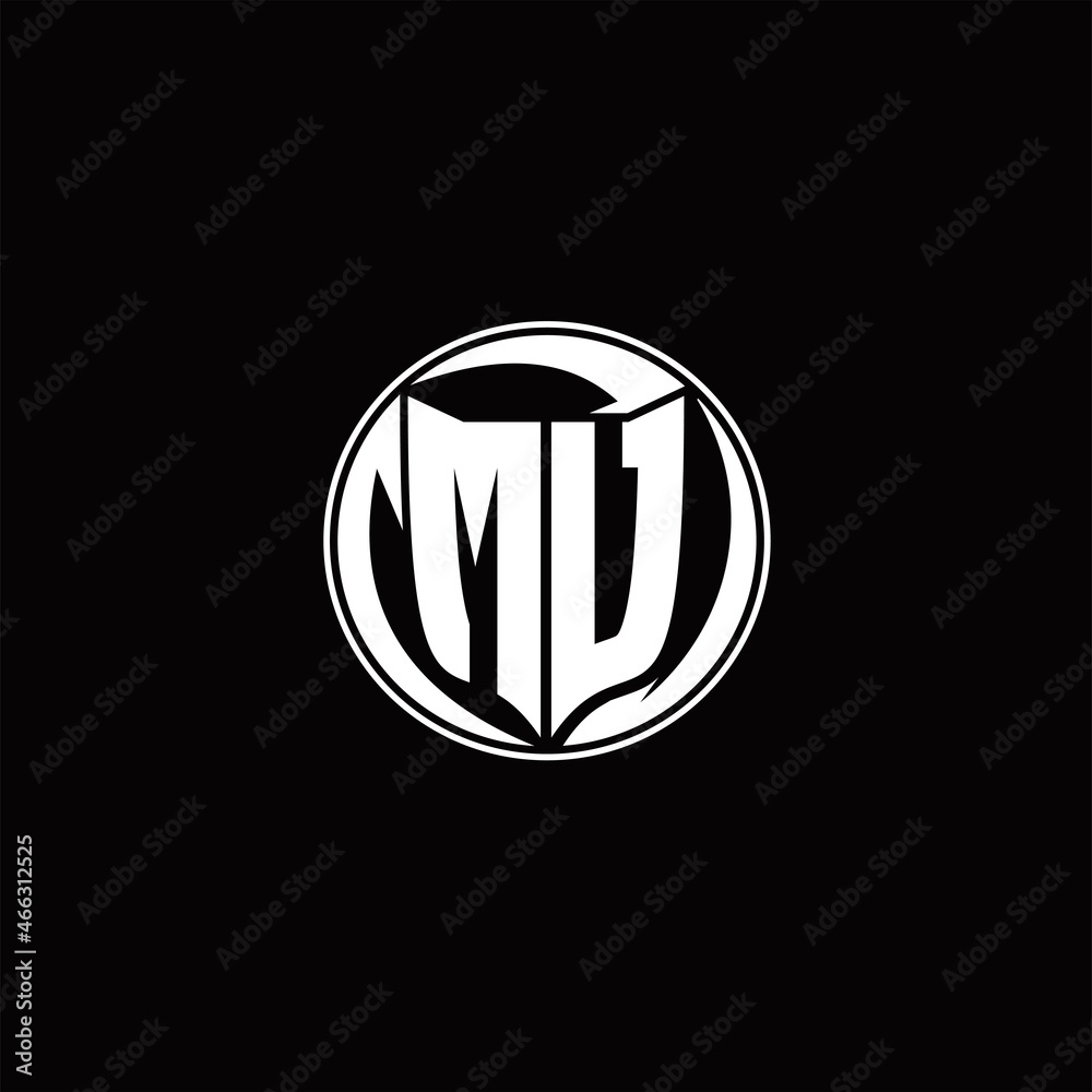 Obraz premium MU Logo monogram shield shape with three point sharp rounded design template