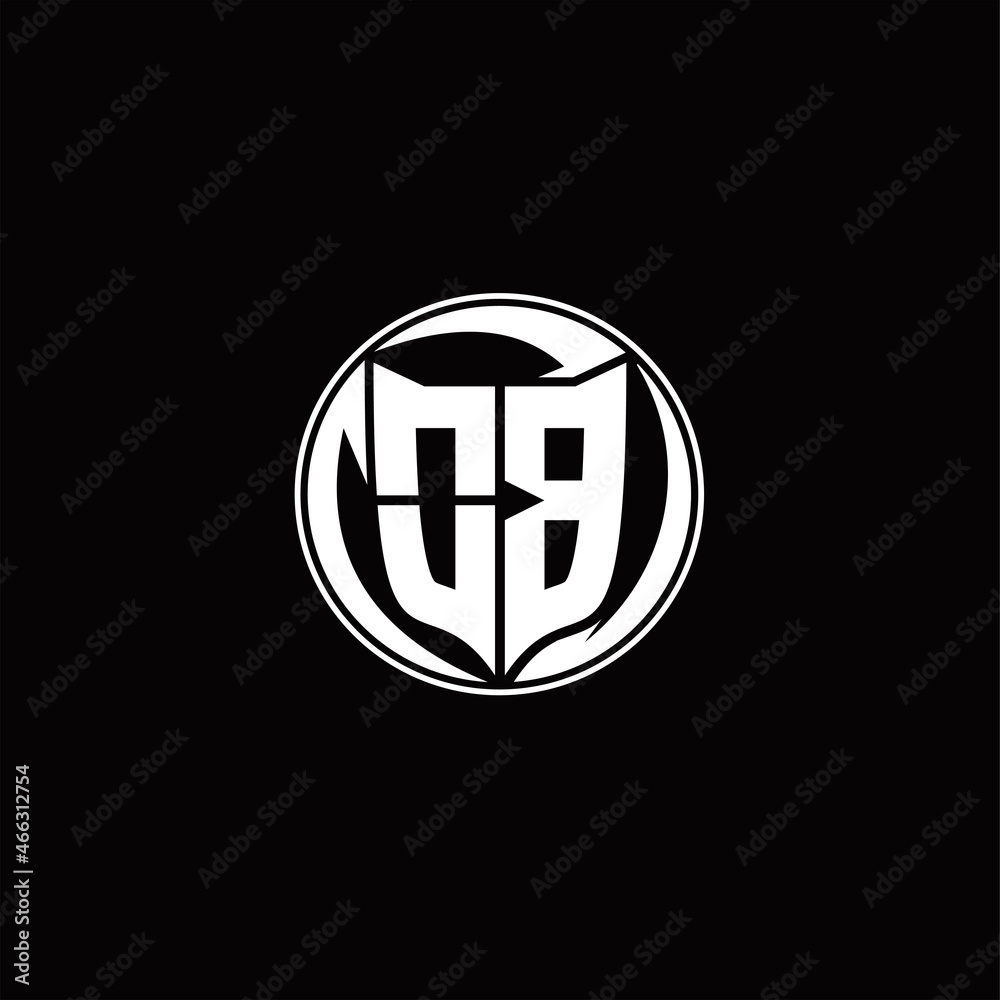 OB Logo monogram shield shape with three point sharp rounded design template OB Logo monogram shield shape with three point sharp rounded design template