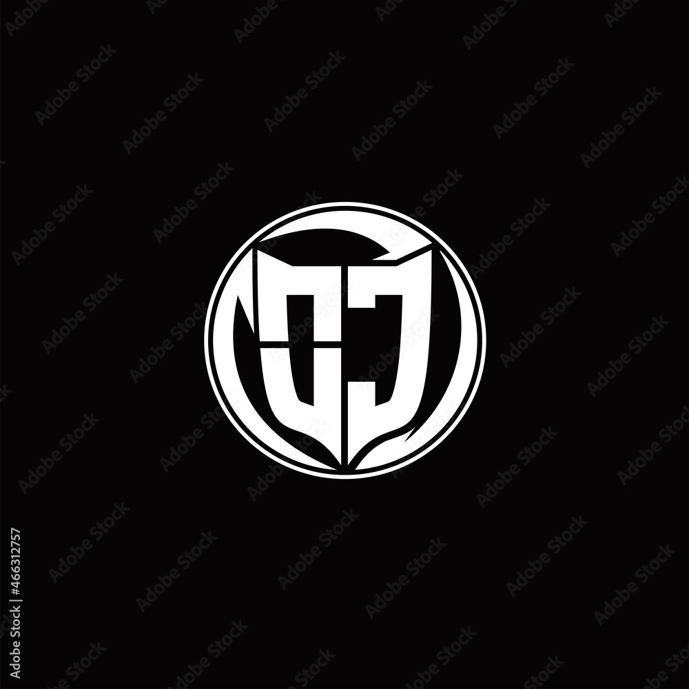 OC Logo monogram shield shape with three point sharp rounded design template OC Logo monogram shield shape with three point sharp rounded design template