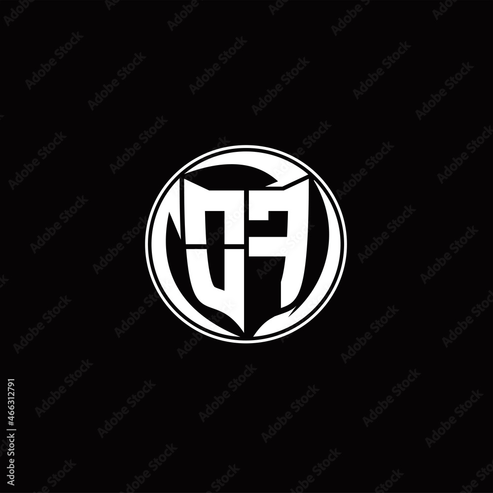 Obraz premium OF Logo monogram shield shape with three point sharp rounded design template