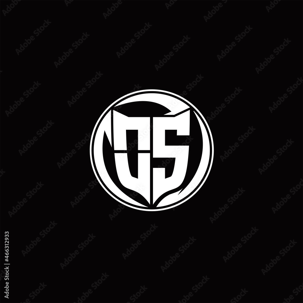 OS Logo monogram shield shape with three point sharp rounded design template OS Logo monogram shield shape with three point sharp rounded design template