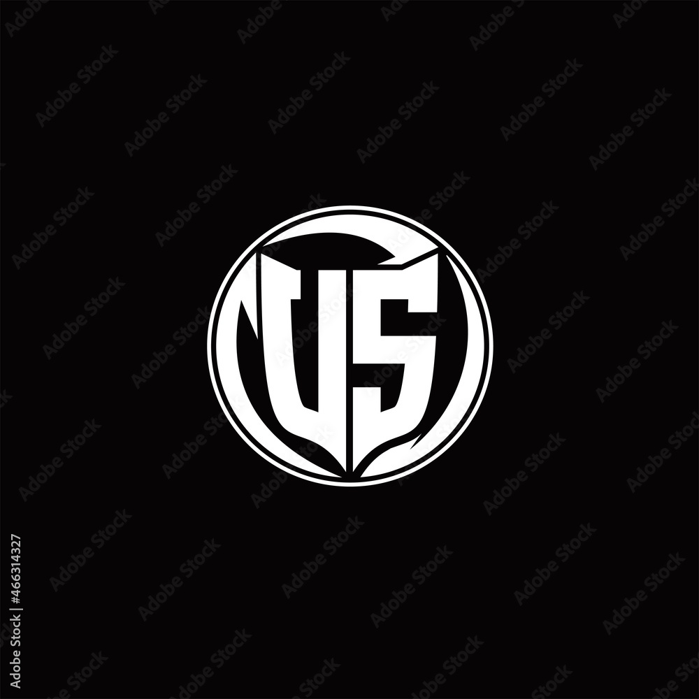 US Logo monogram shield shape with three point sharp rounded design template US Logo monogram shield shape with three point sharp rounded design template