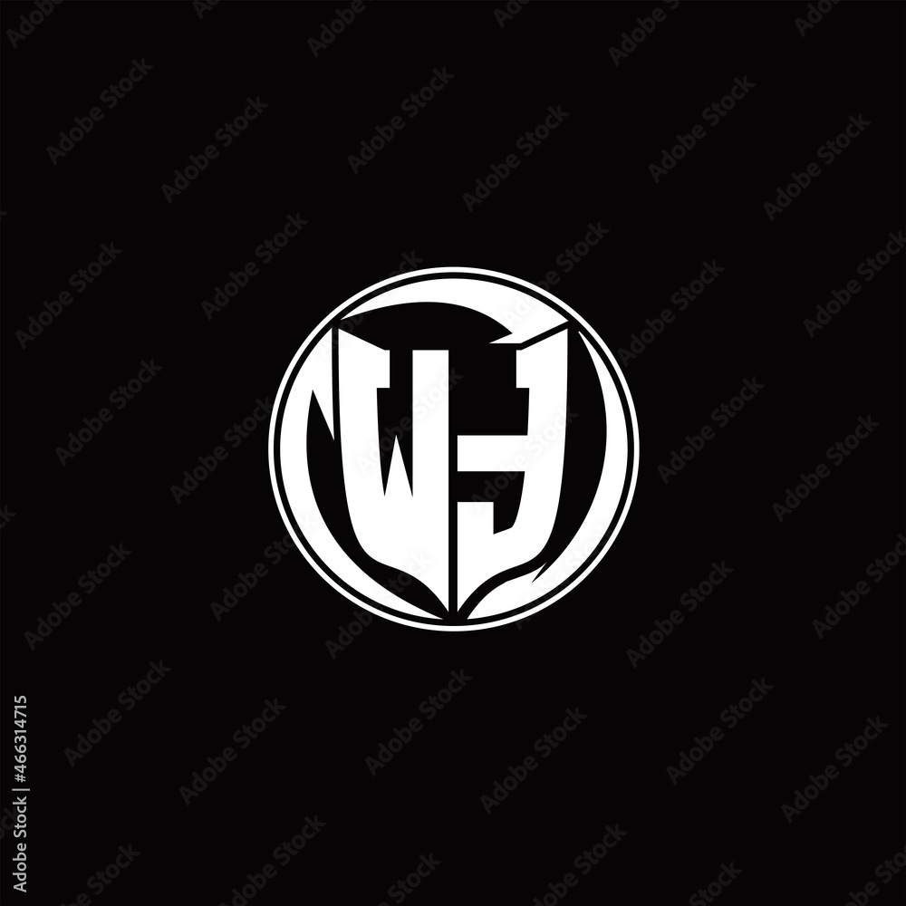 WT Logo monogram shield shape with three point sharp rounded design template