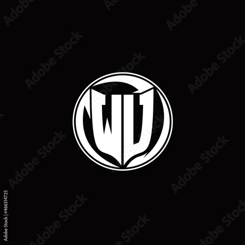 WU Logo monogram shield shape with three point sharp rounded design template
