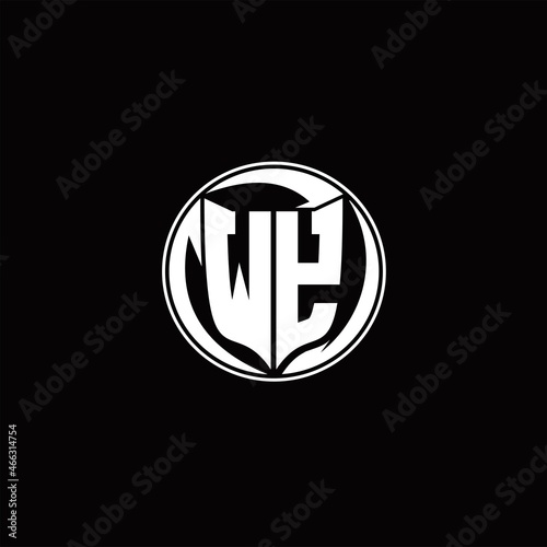 WY Logo monogram shield shape with three point sharp rounded design template