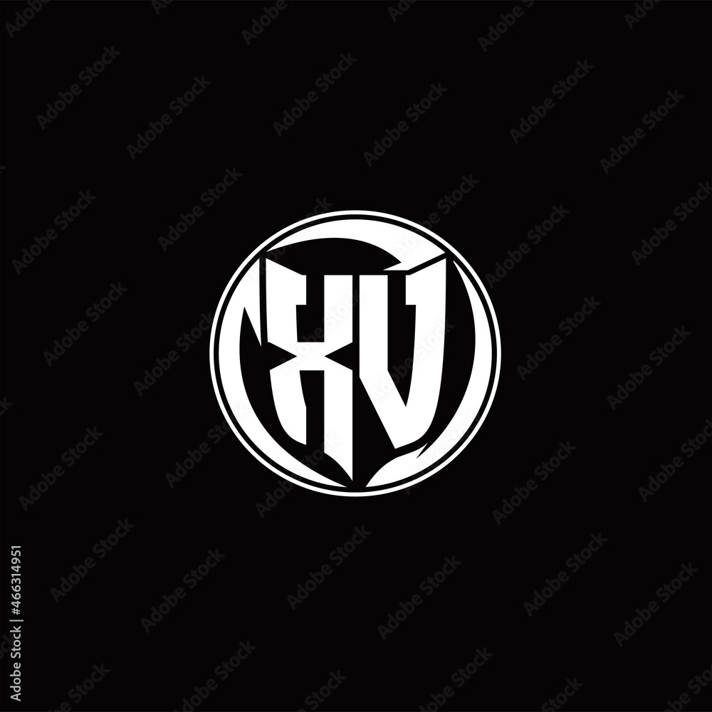 Obraz premium XV Logo monogram shield shape with three point sharp rounded design template