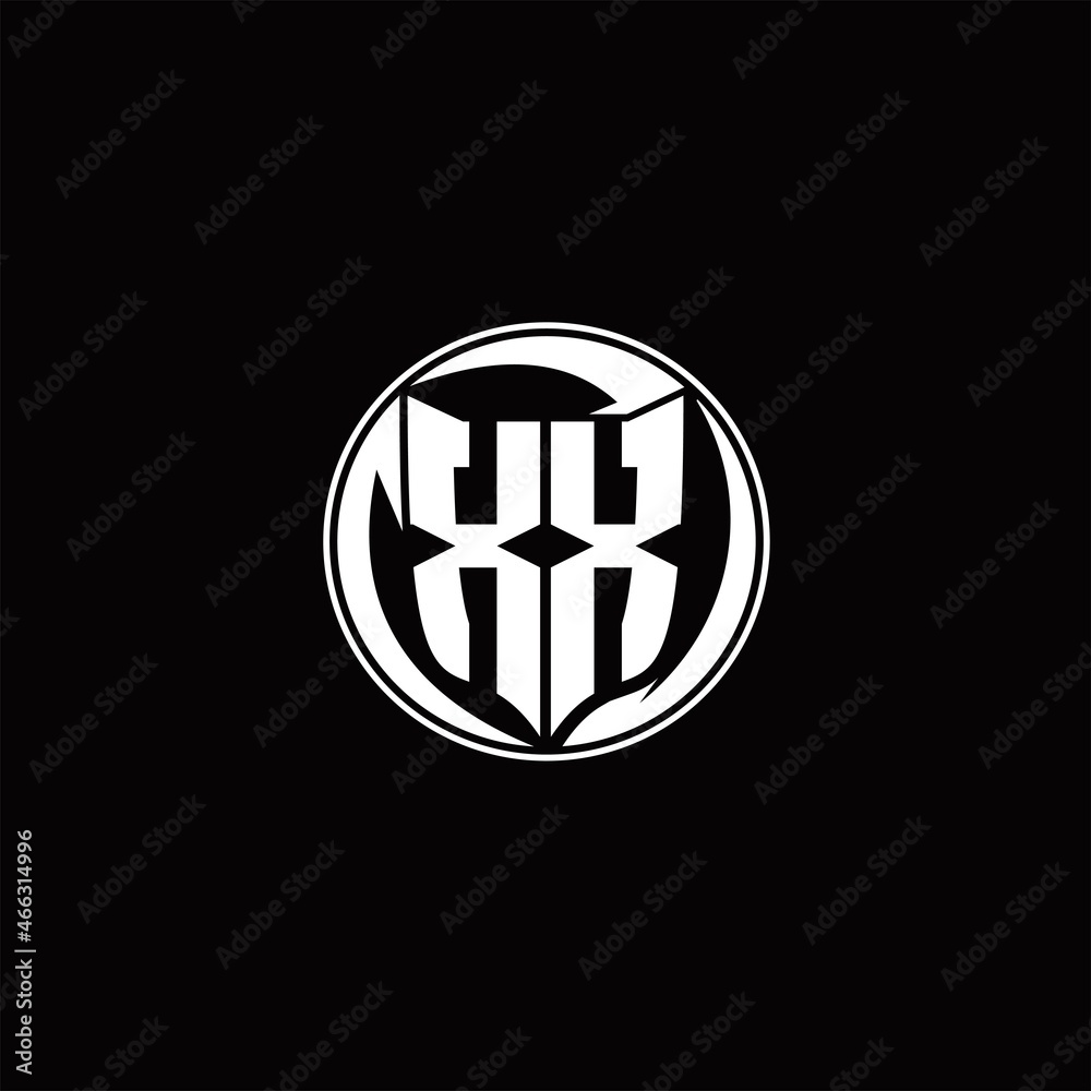 XX Logo monogram shield shape with three point sharp rounded design template XX Logo monogram shield shape with three point sharp rounded design template