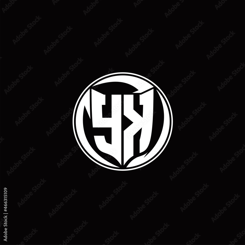 YK Logo monogram shield shape with three point sharp rounded design template YK Logo monogram shield shape with three point sharp rounded design template