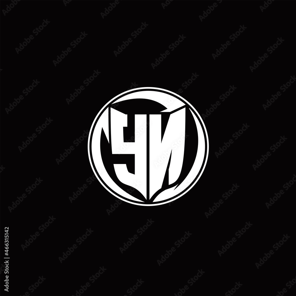 YN Logo monogram shield shape with three point sharp rounded design template YN Logo monogram shield shape with three point sharp rounded design template