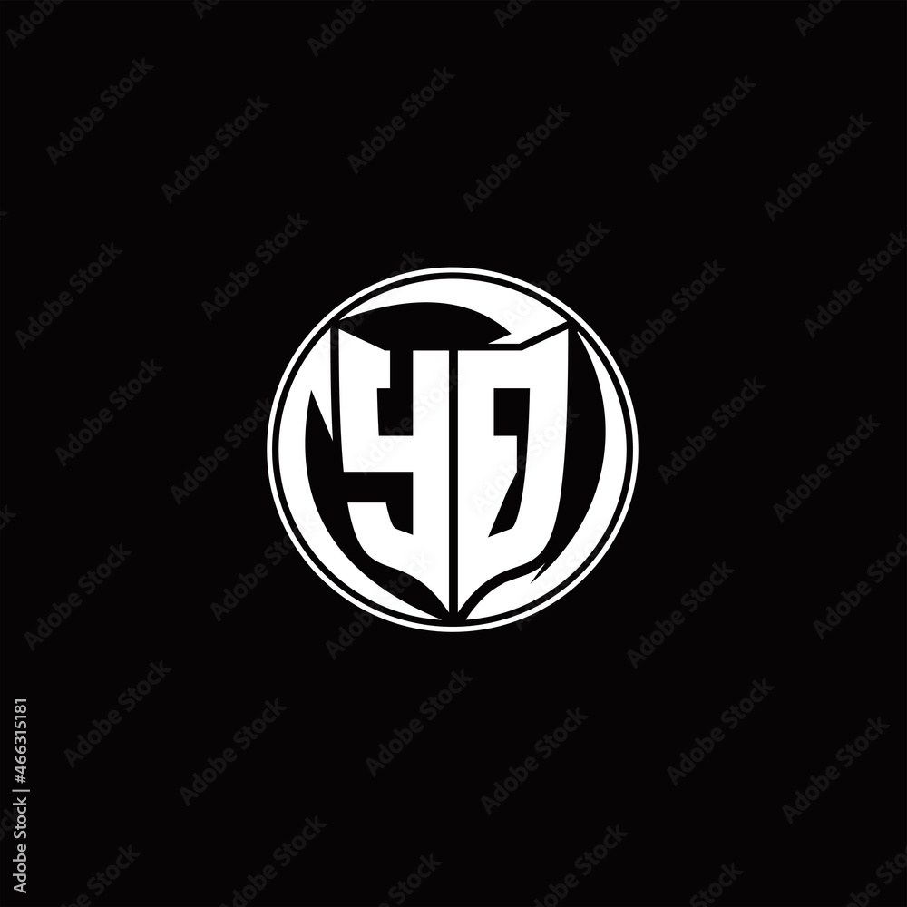 YQ Logo monogram shield shape with three point sharp rounded design template YQ Logo monogram shield shape with three point sharp rounded design template
