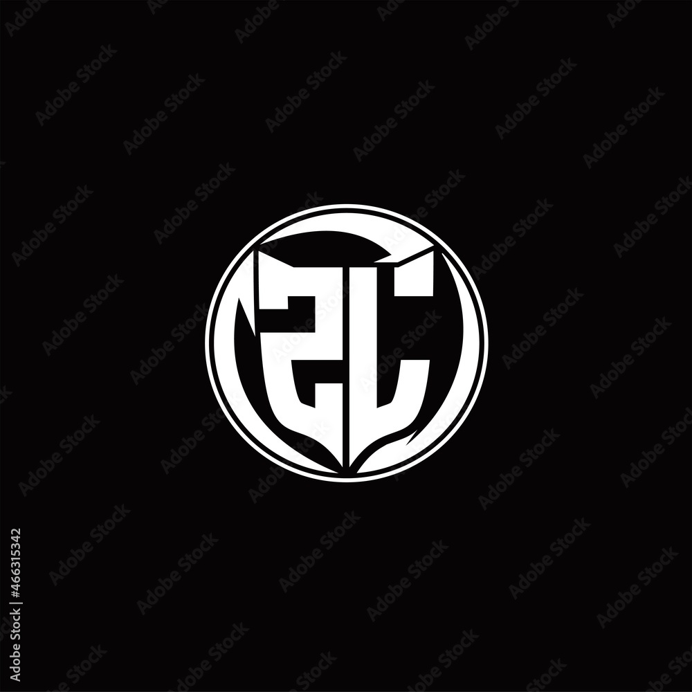 ZL Logo monogram shield shape with three point sharp rounded design template ZL Logo monogram shield shape with three point sharp rounded design template