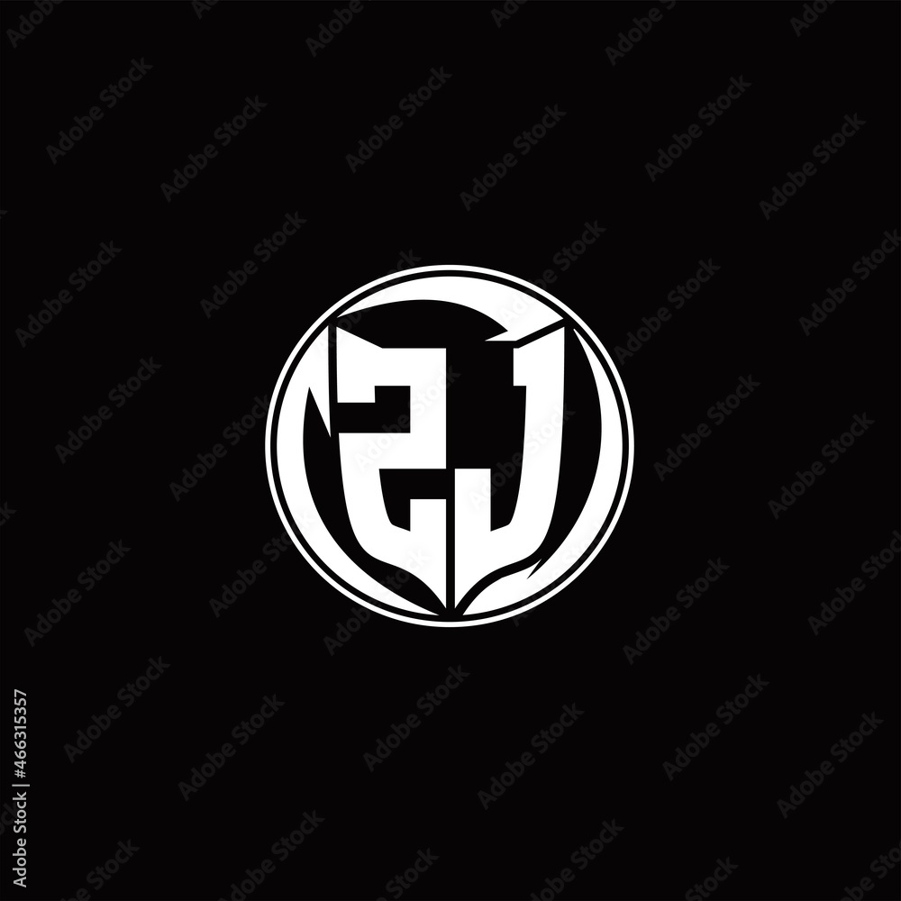 ZJ Logo monogram shield shape with three point sharp rounded design template ZJ Logo monogram shield shape with three point sharp rounded design template