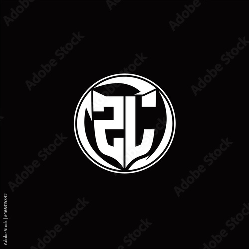 ZL Logo monogram shield shape with three point sharp rounded design template