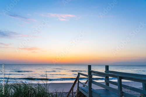 Calm ocean sunrise view from the veranda of a private home in Melbourne Beach, Florida
