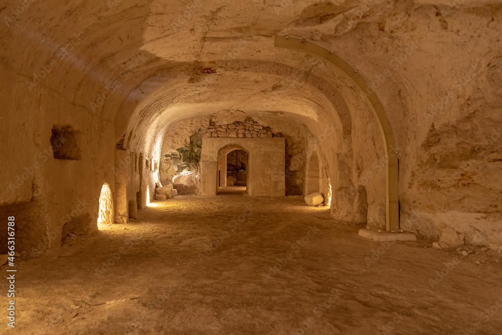 Naklejka premium The Cave of Rabbi Yehuda Hanassi at Bet She'arim National Park in Kiryat Tivon, Israel. Burial cave 