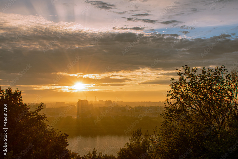 Fototapeta premium panorama of Nizhny Novgorod at sunset
