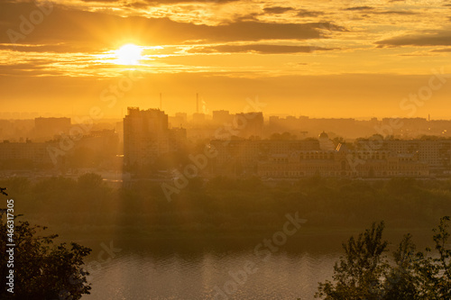 panorama of Nizhny Novgorod at sunset