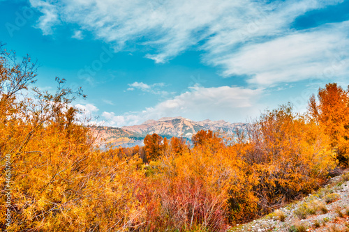 Teton mountain range Autumn landscape