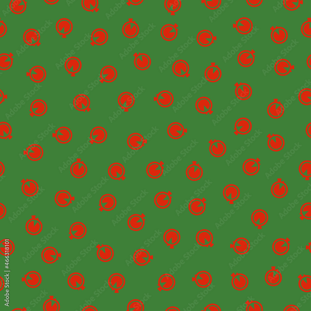 Seamless pattern with Christmas decoration. Green and red stopwatch pattern. Seamless pattern with Christmas decoration. Green and red stopwatch pattern.