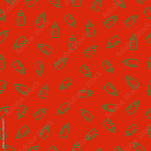 Seamless pattern with Christmas decoration. Green and red babybottle pattern. photo