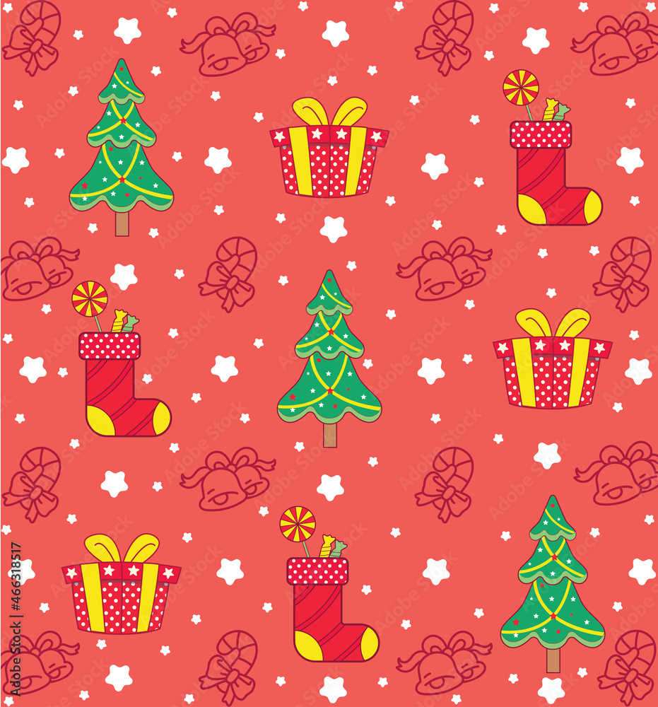 Christmas seamless pattern on red background Christmas seamless pattern on red background