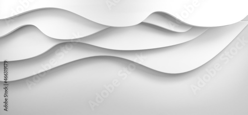 White Architecture horizontal waves 3D rendering. Abstract Curved Shapes. 01