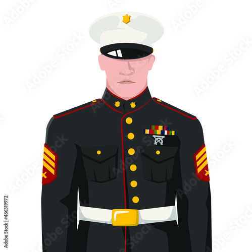 US marine in modern simple flat style isolated on white background. Handsome soldier concept vector illustrator. photo
