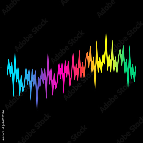 Rainbow colors sound wave on black background	
