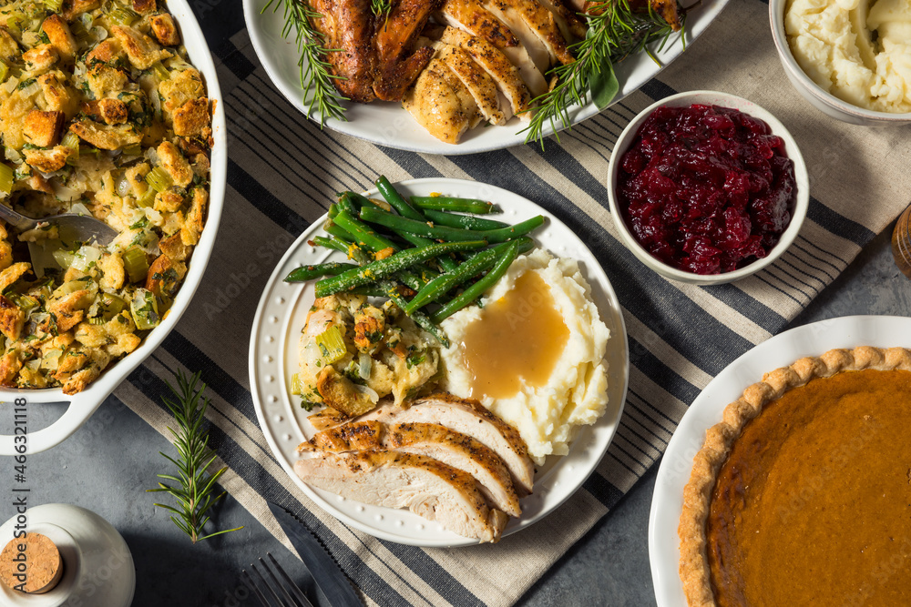 Homemade Thanksgiving Day Turkey Dinner Plate