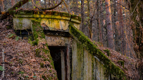 Fotografie Bunker in the forest.Secret entrance to the dungeon