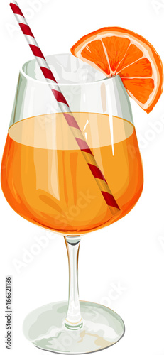 Aperol Spritz cocktail illustration on a white background. Vector file