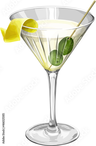 Martini cocktail illustration on white background. Vector file.