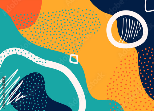 Pattern background with abstract form, organic shapes vector illustration. Wave texture poster in minimal doodle trend style. Geometric school pop art modern design