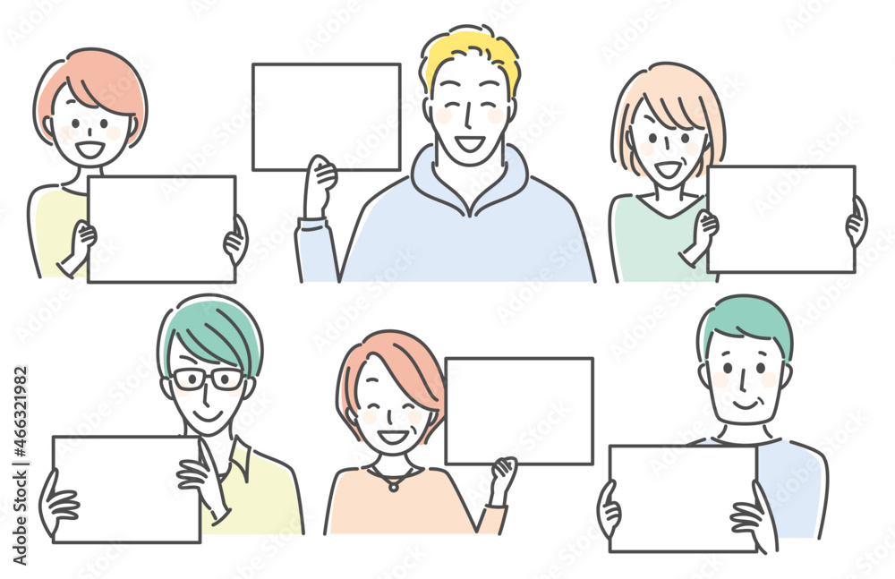 Fototapeta premium illustration of people having white card