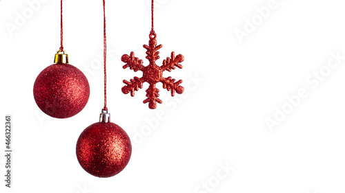christmas red balls on white background