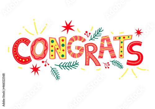 Christmas congrats lettering . Decorative lettering congrats on Christmas and New Year