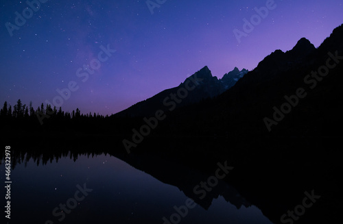 Scenic Reflection Landscape in the Tetons at Sunset in Autumn