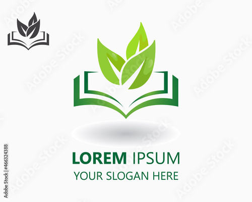 leaf book logo. education logo design vector