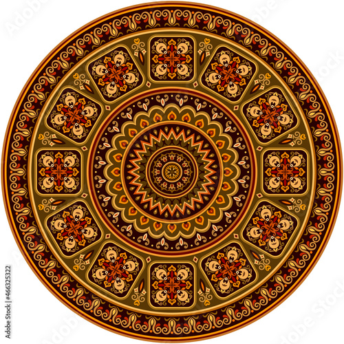 Vector abstract decorative round floral ethnic illustration