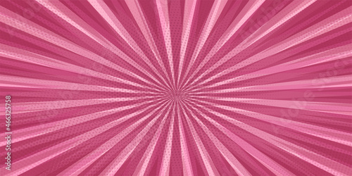Comic book pop art strip radial on vintage pink background