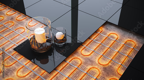 Warm floor, heated 3d