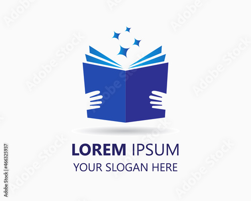 hand keep book logo design template. read book for drea illustration vector