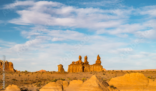 The three sisters rock formations at Goblin Valley State Park in Utah