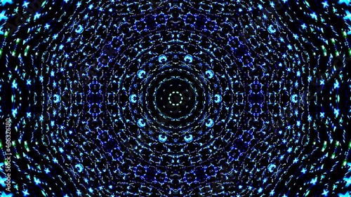 Wallpaper Mural blue stripes glowing wave flower shape, kaleidoscope black background Torontodigital.ca