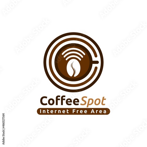 Coffee Cup With WiFi Hotspot Logo. Template design for coffee shop, restaurant, or bar. Unique, premium, and luxury vector illustration