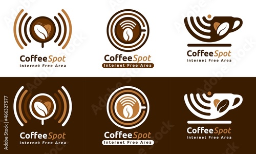 Coffee Cup With WiFi Hotspot Logo. Template design for coffee shop, restaurant, or bar. Unique, premium, and luxury vector illustration